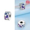 925 Silver Purple Romantic Starry Planet Beaded Necklace Charms Beads Fit Bracelet Women Diy Accessory Fine Gift