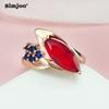 SIMJOO Zircon Ring Fashion Horse Eye Pigeon Gemstone Ring for Women