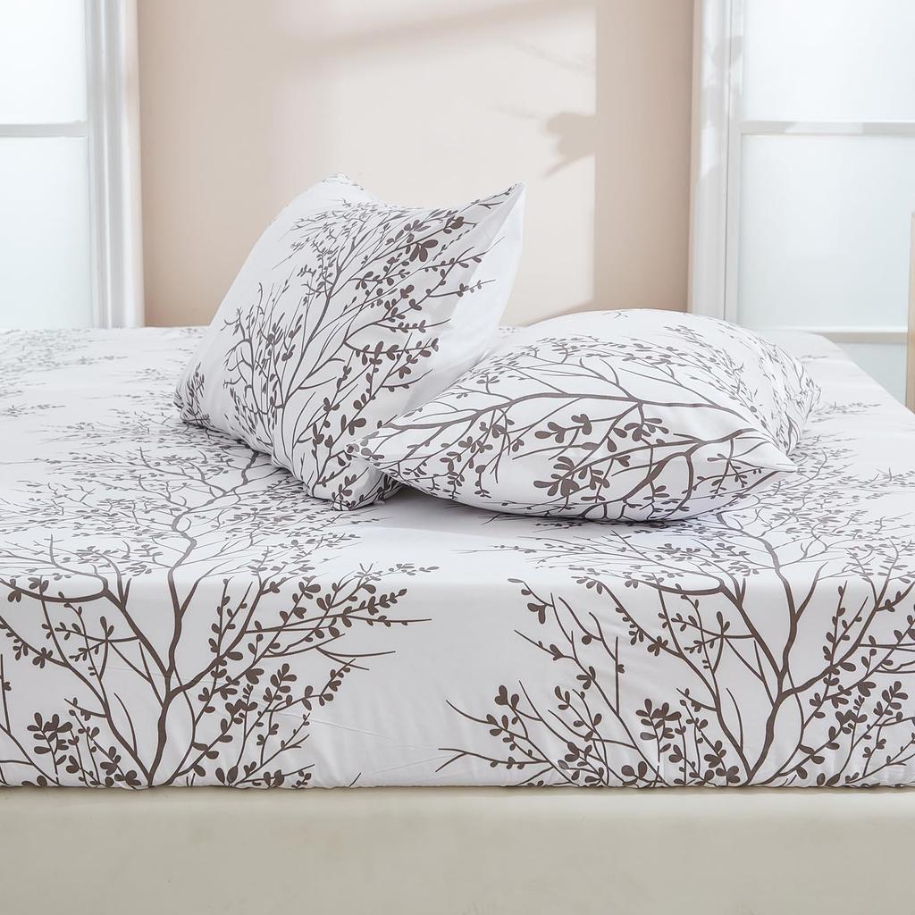 Malý svěží rostlinný vzor Matrace Třídílná Digitální Tisk Matrace Povlečení Sada Pro Dospělé Děti