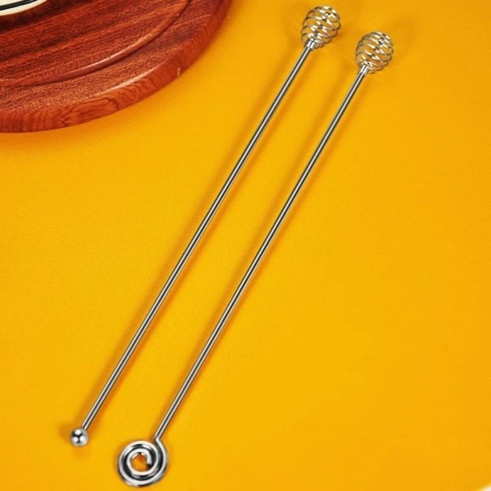 4pcs Reusable Coffee Stirrers Long Handle Multi-Function Drink Stirrers Silvery Decorative Stirring Rod Party Wedding