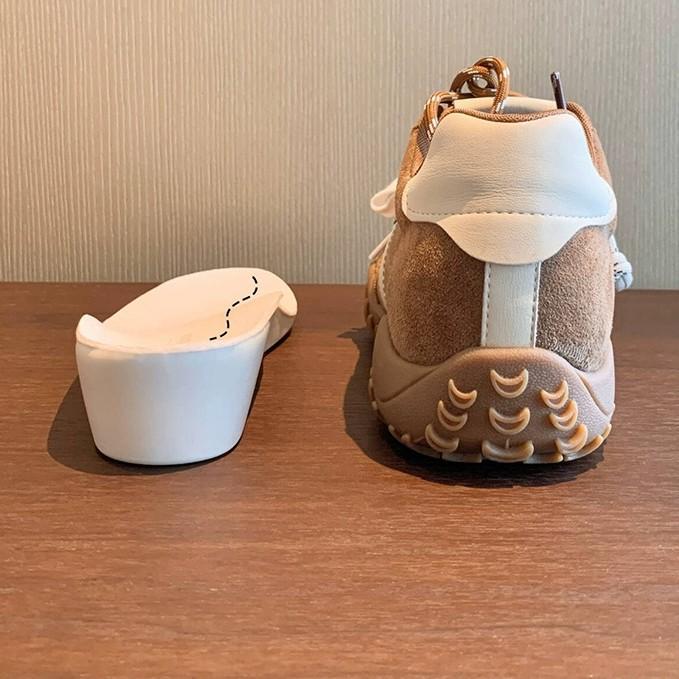 Leather Inner Height Increase Cm Female Retro Ballet Breathable Versatile Thick-soled Pair of Shoelaces Female