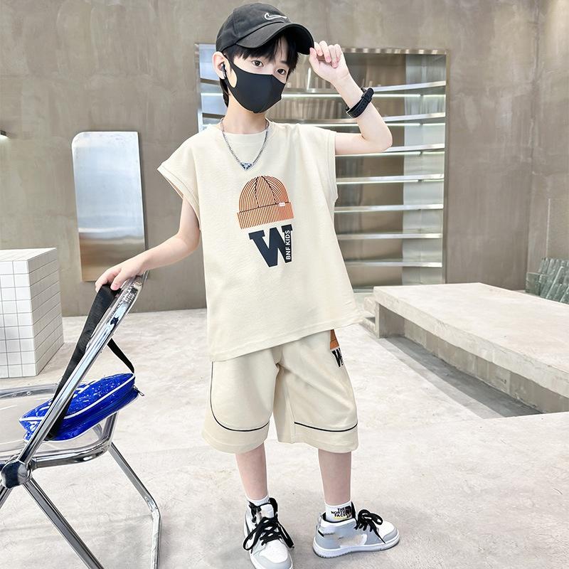Boys' Summer Suits Summer Clothes Big Children's Summer Thin Short-sleeved Children's Two-piece Clothes