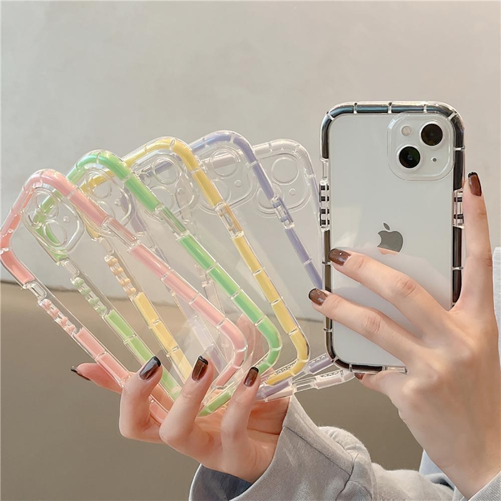 Einfarbig Leuchtend für iPhone 13 12 11 14 15 16 Pro Max XS Hülle Vollschutz Kamera Transparent Weicher Stoßfester Bumper Abdeckung
