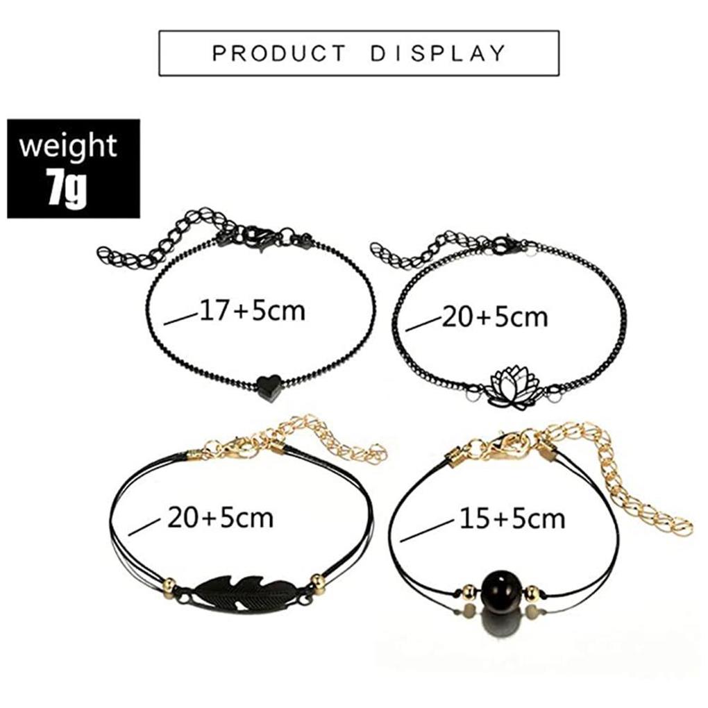 4pcs Bracelet Black Hollow Lotus Leaves Adjustable Bracelets Charming Elegant Unique Clothing Accessory for Leisure