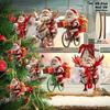 8Pcs Bicycle Santa Claus Xmas Tree Pendant 2D Flat Wooden Ornament Set Christmas Decorations