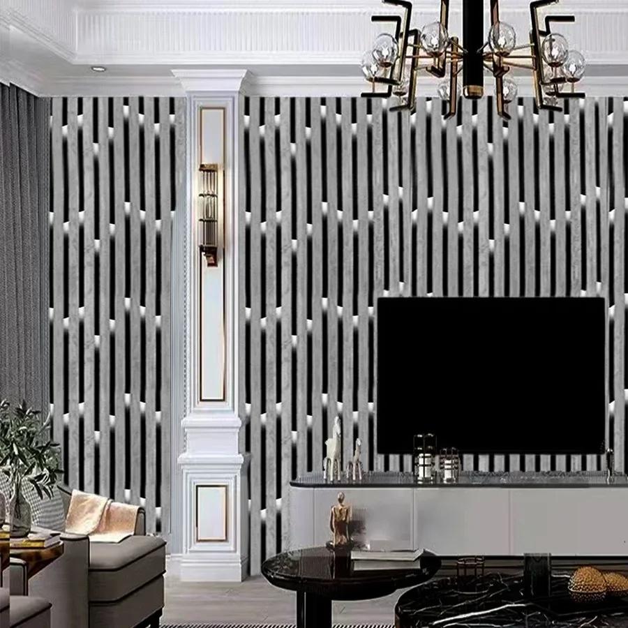 Grille Striped Self-adhesive Wallpaper Restaurant Living Room Home Decoration TV Background Wall Wallpaper
