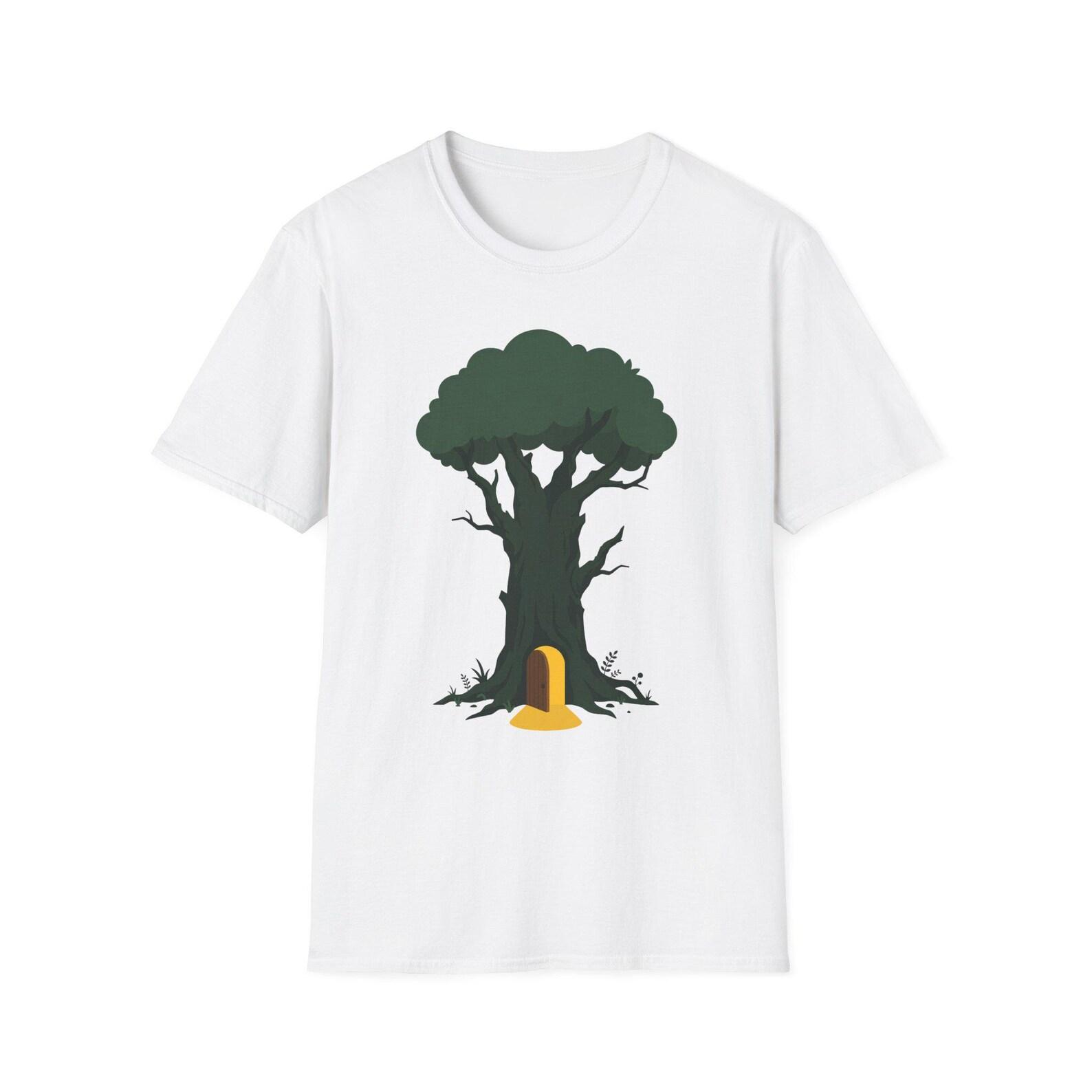 Enchanted Tree Door T-Shirt | Whimsical Fairy Forest Nature Tee 3XL