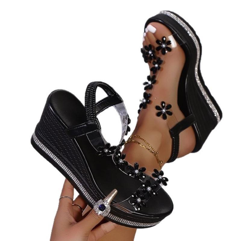 Summer new women's slope heel platform sandals large size platform waterproof table one word sandals women