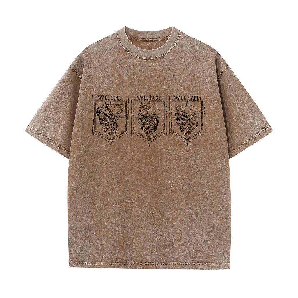 Anime Attack On Titan Eren Jaeger Printed Washed Cotton T-shirt Men Women Vintage Tshirts Oversized Harajuku T Shirt Male Tee