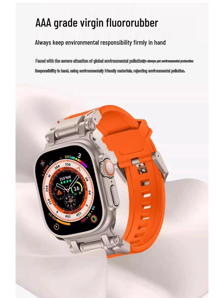 Compatible Silicone Explorer Band for Apple Watch Series 8, 9, and Ultra Models