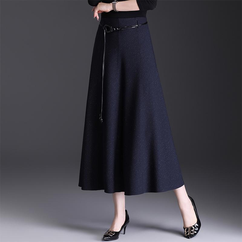 2026 Spring Women s High Waist A-Line Mid-Length Skirt with Wide Hem 2XL