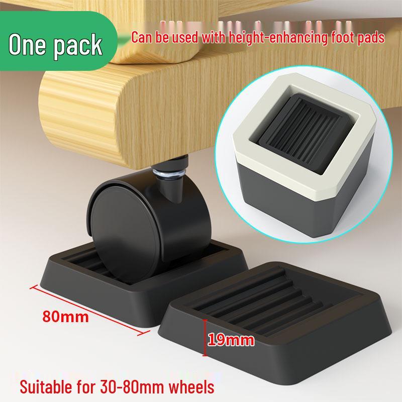 Black Rubber Anti-Slip Wheel Pad for Furniture, Chairs, and Baby Cribs