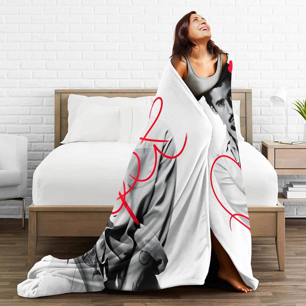 Zanger Bads Bunnys Deken Kwaliteit Warm Beddengoed Plaids Winter Picknick Buiten Grappig Sprei