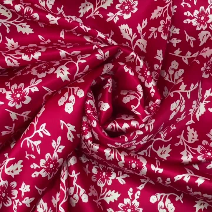 19mm 108cm Red Silk Fabric Printed Silk Stretch Fabric Stock Lot