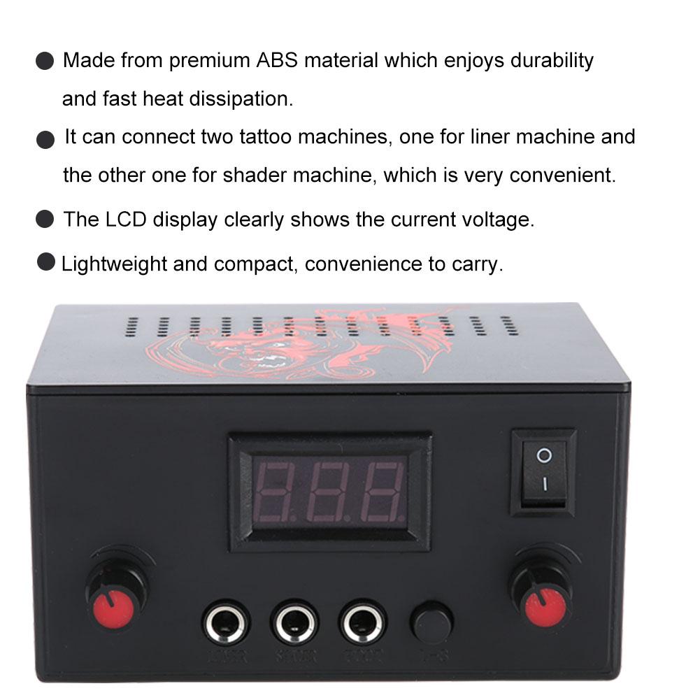 Digital Dual Tattoo Machine Power Supply with LCD for Tattoo Machine Foot Pedal