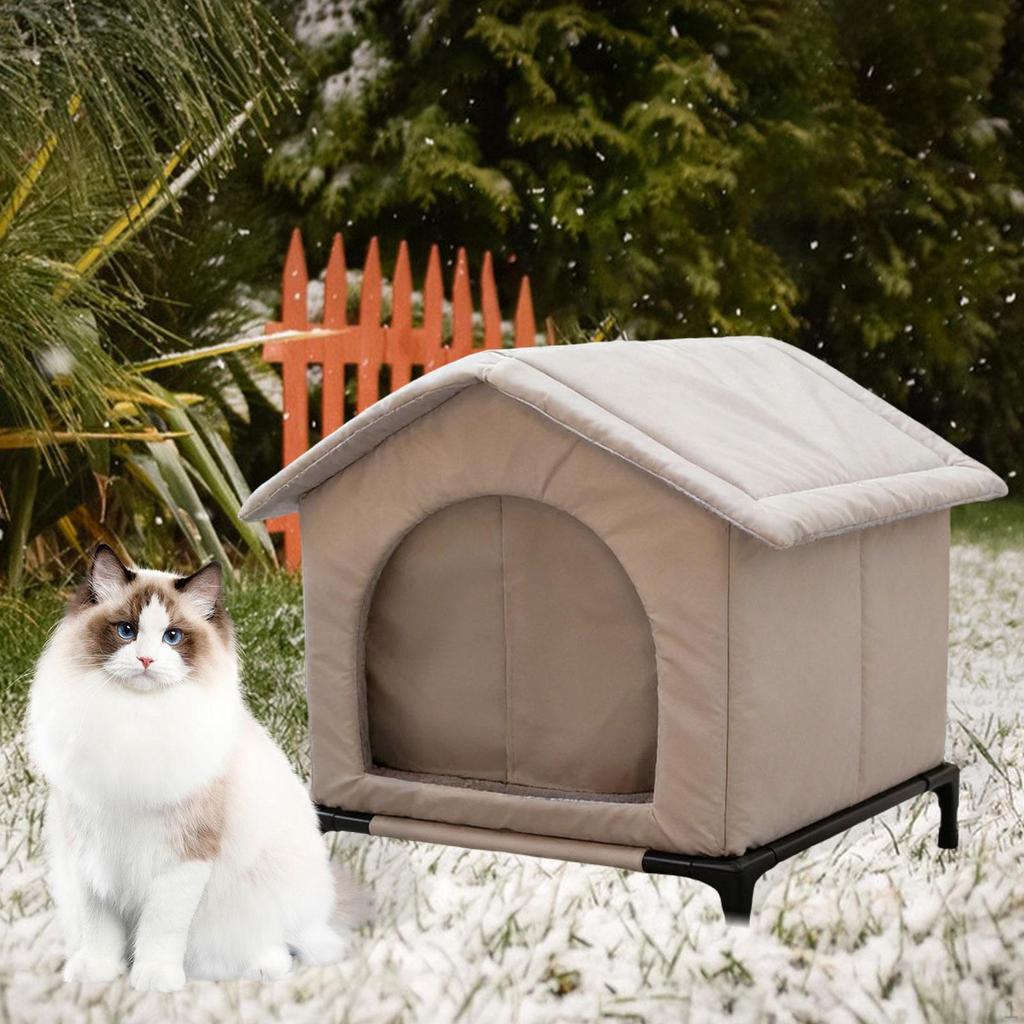 Cat House for Outdoor Cats Winter with Elevated Base Shelter Community