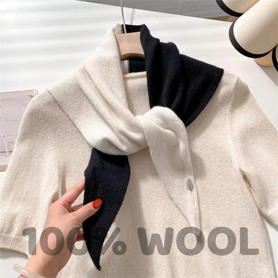 Gestrickter Schal Damen Wolle Winter Warme Schals Helles Streifenmuster Verdickter Schal Weiche Dreieckige Pashmina Nacken