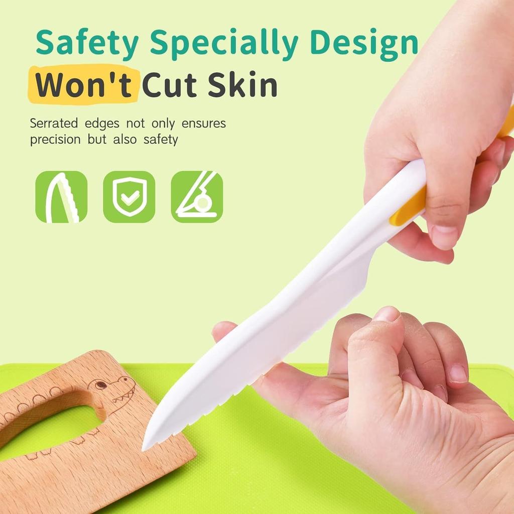 Kids' Cooking Set Safe Kitchen Knives Cookie and Crinkle Cutters for Cooking Early Learning Kitchen Tools Fruits Vegetables Tool