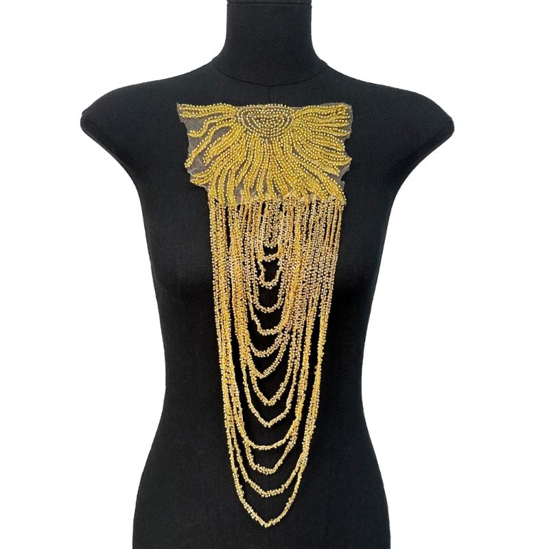 1 Pair Sequined Beaded Uniform Epaulets Party Costume Epaulettes Glittering Shoulder Wrap Epaulet for Stage Performances