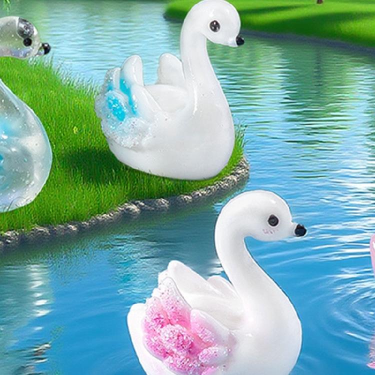 4PCS Artistic Resin Miniature Duck Statues Glittering Animal Ornaments For Creative DIY Crafts And Table Shelf Displays