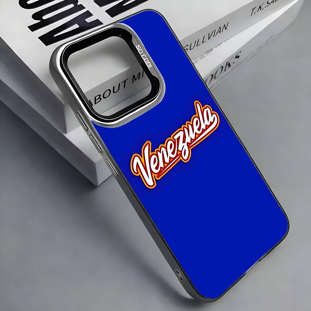 

V-Venezuela Art Print Colorful Silver Back Phone Case For IPhone 17 16 15 14 13 12 11 Plus Pro Max Plus iPhone14Pro