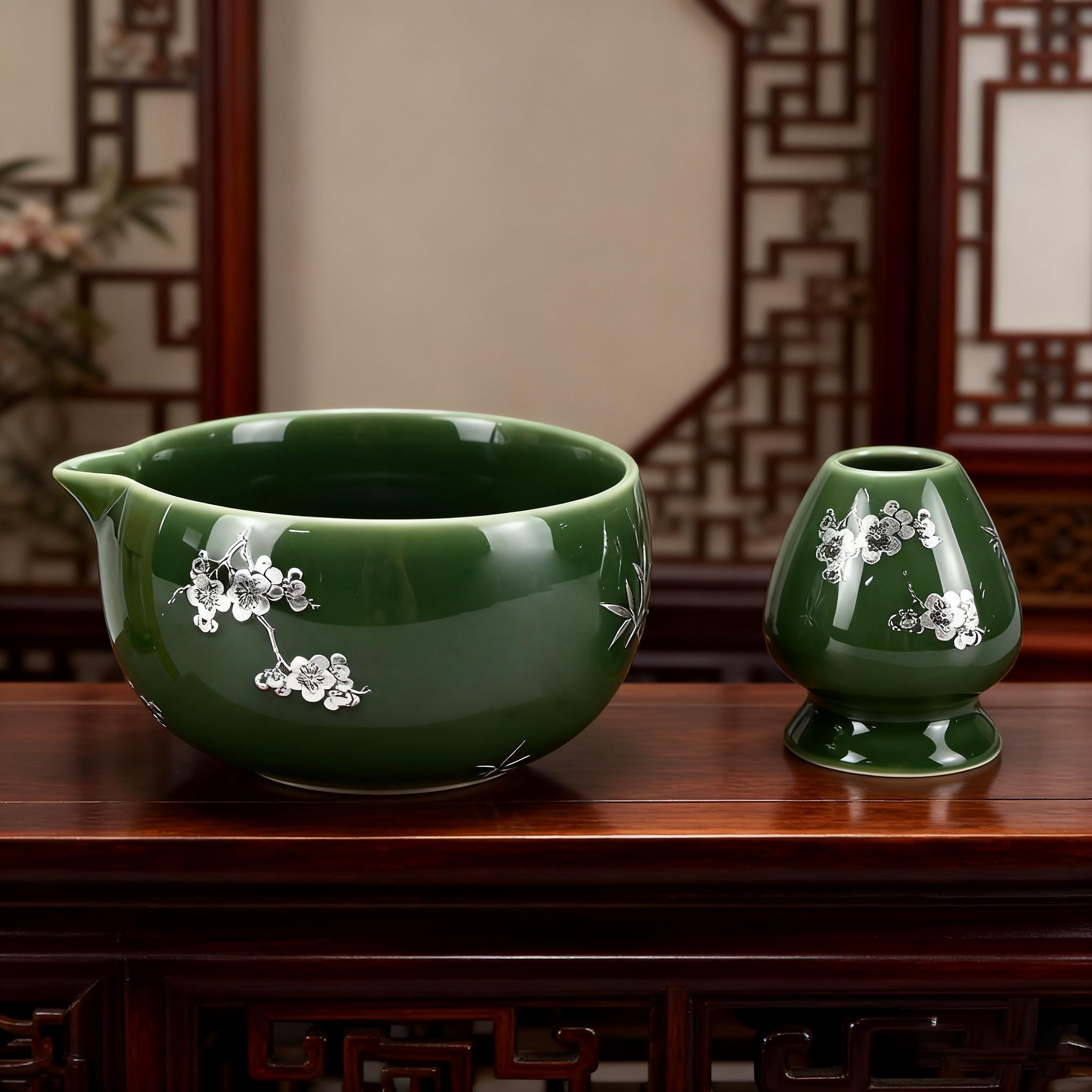 

Набор для матча из 4/5 предметов - Чаша для матча и бамбуковый венчик для матча, ситечко для чая, ложка, ложка, сито, подставка для венчика