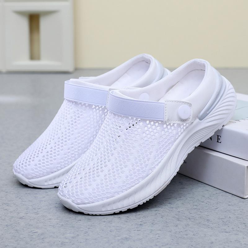 Summer women's breathable hollow mesh shoes one pedal lazy half drag hole shoes fashion casual beach women's sandals