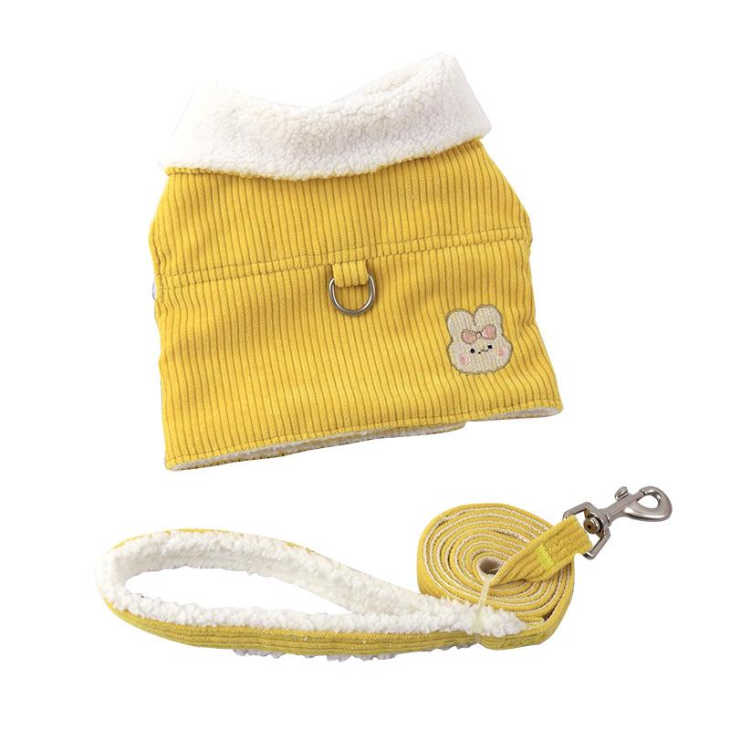 

Теплая шлейка для собак и свинцовый зимний жилет для домашних животных, кошек, щенков, пальто для чихуахуа S жёлтый