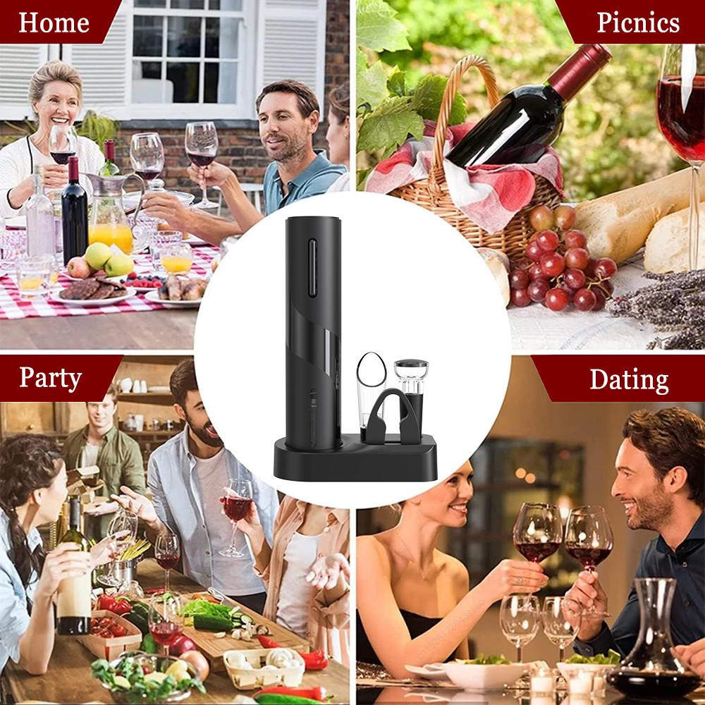 USB Rechargeable Red Wine Corkscrew Kitchen Accessories Automatic Wine Opener Foil Cutter Portable Electric Wine Bottle Opener