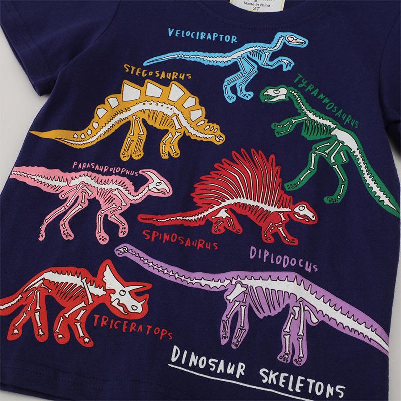 2026 Summer Kids' Luminous Dinosaur T-shirt Short-Sleeve Boys' Top