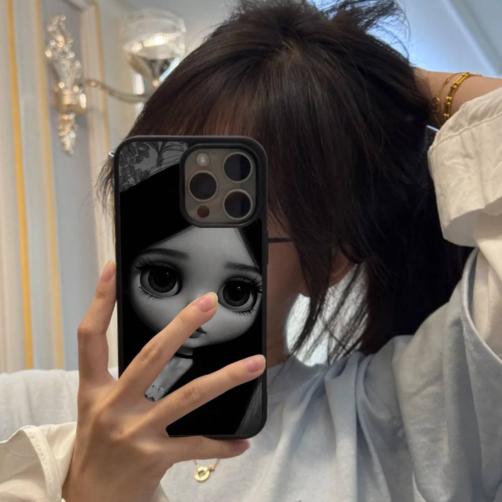 Dark Cute Girl Doll  Hard Plastic Phone Case For Iphone 17 Air 16 15 14 13 12 11Pro Max PC TPU Cover