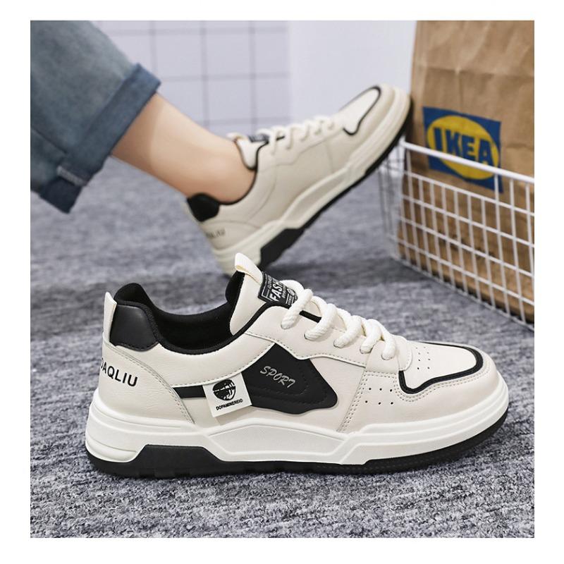 Men's Spring Breathable White Korean Trendy Versatile Sports Casual Board Shoes.