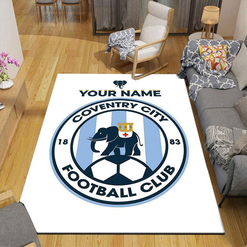 Custom Name,Coventry City Home Sofa Decoration for Living Room & Bedroom, Non‑Slip Play Flannel Floor Mat for Game Room
