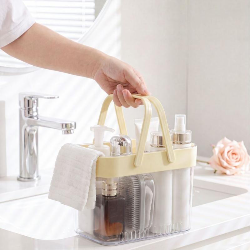 Dorm Shower Basket With Handle, Portable PET Bath Storage Bin for Shared Bath, Gym, and Daily Supply Carrying Use