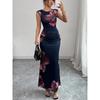 Eng anliegendes bedrucktes Kleid, Ärmelloses Bleistiftkleid, Figurbetontes langes Kleid, Damenbekleidung