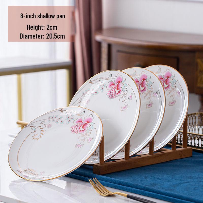 Handu Maidenhood Gold-Rimmed Bone China Plate Set
