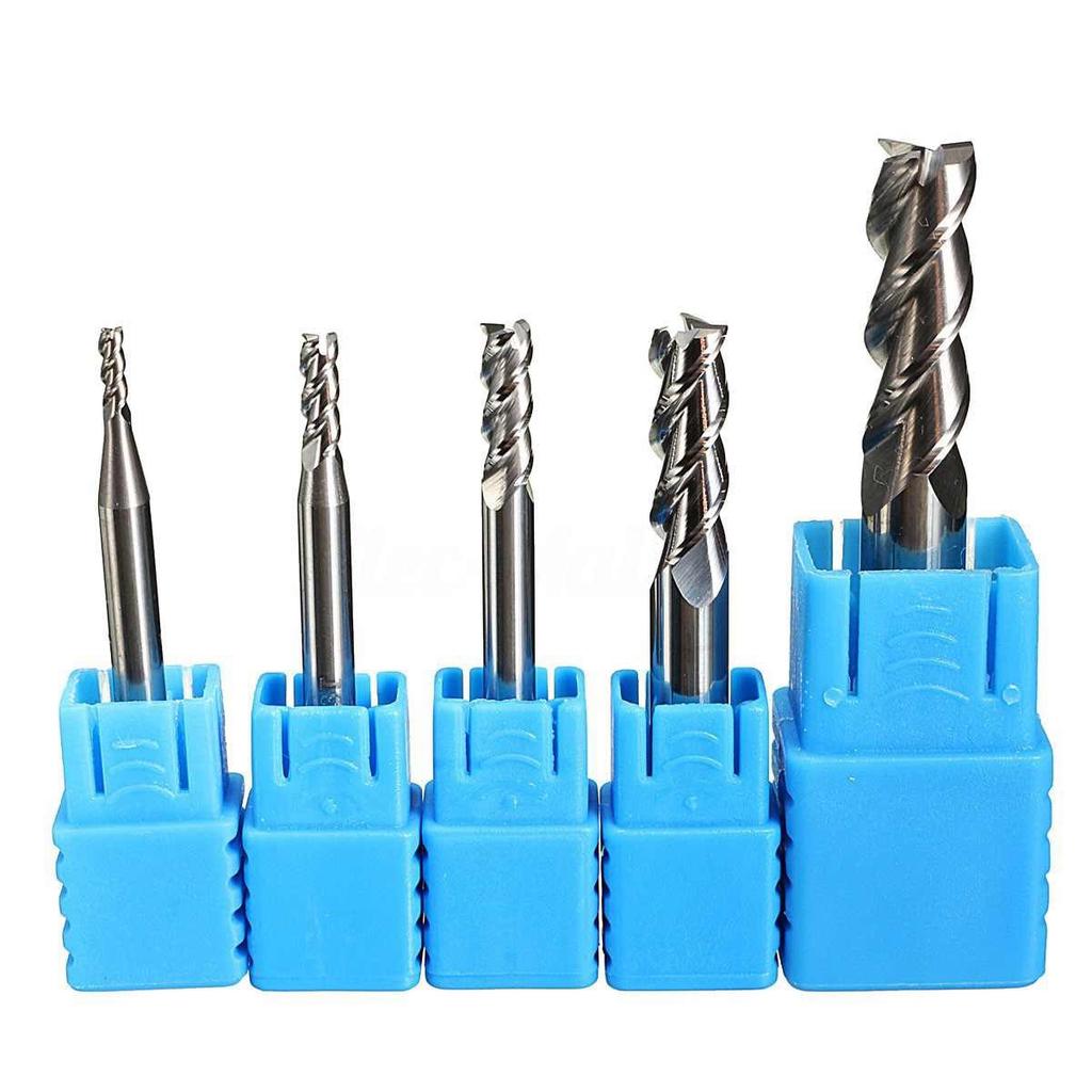 5pcs//Set Tungsten Carbide HRC45 4 Flute Milling Cutter End Mill TiAIN CNC Tool