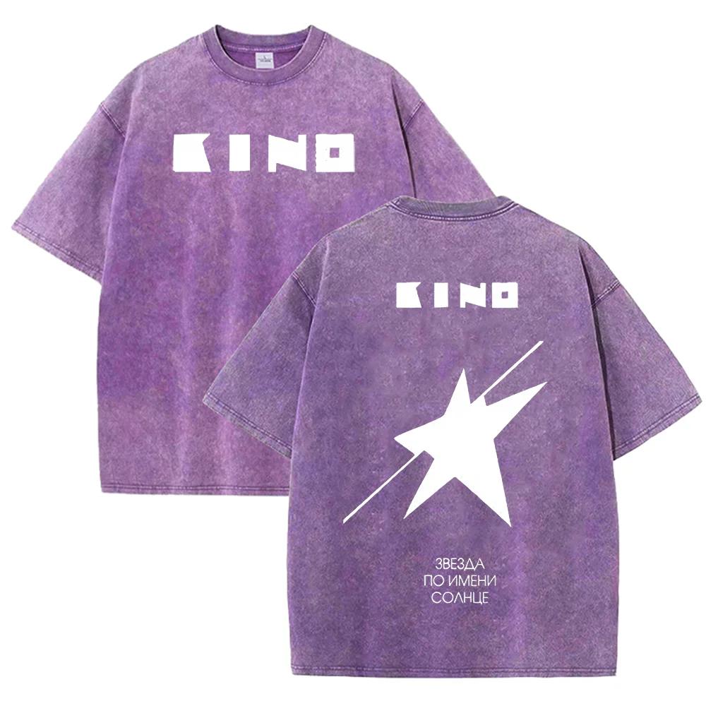 T-shirt Noir Lavé Vintage 2026 Graphique Étoile Rétro Inspiré du Rock Soviétique Coupe Ample Homme Streetwear Décontracté Manches Courtes
