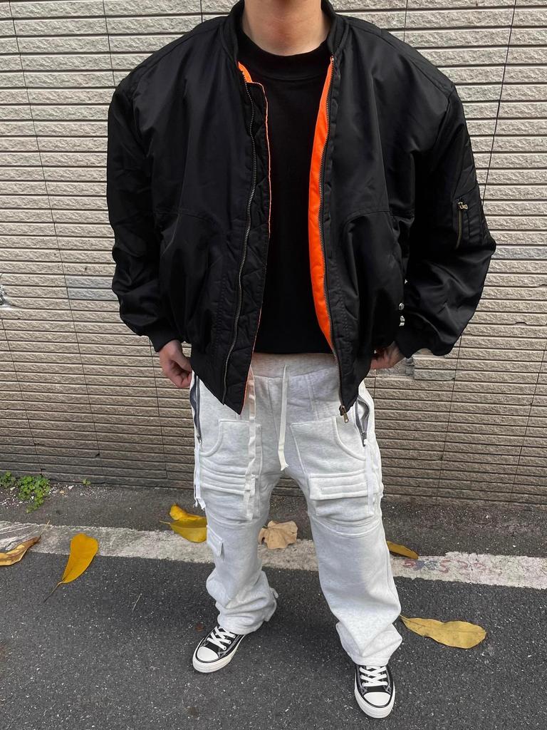 Herren Orange Verdickte Bomberjacke – Kurz, Weit, Clean-Fit – Warme Baumwolle für Herbst/Winter