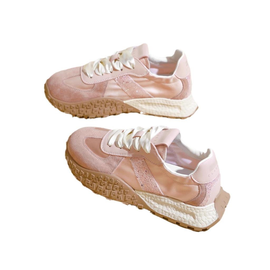 Silver German training shoes women's 2024 new summer platform leather sports and leisure shoes thin breathable height-increasing white shoes