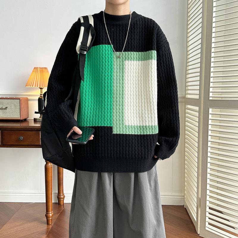 Hot Sale, Men's Semi-turtleneck Loose Sweater Knitted Sweater, Large Size Men's Line Clothing