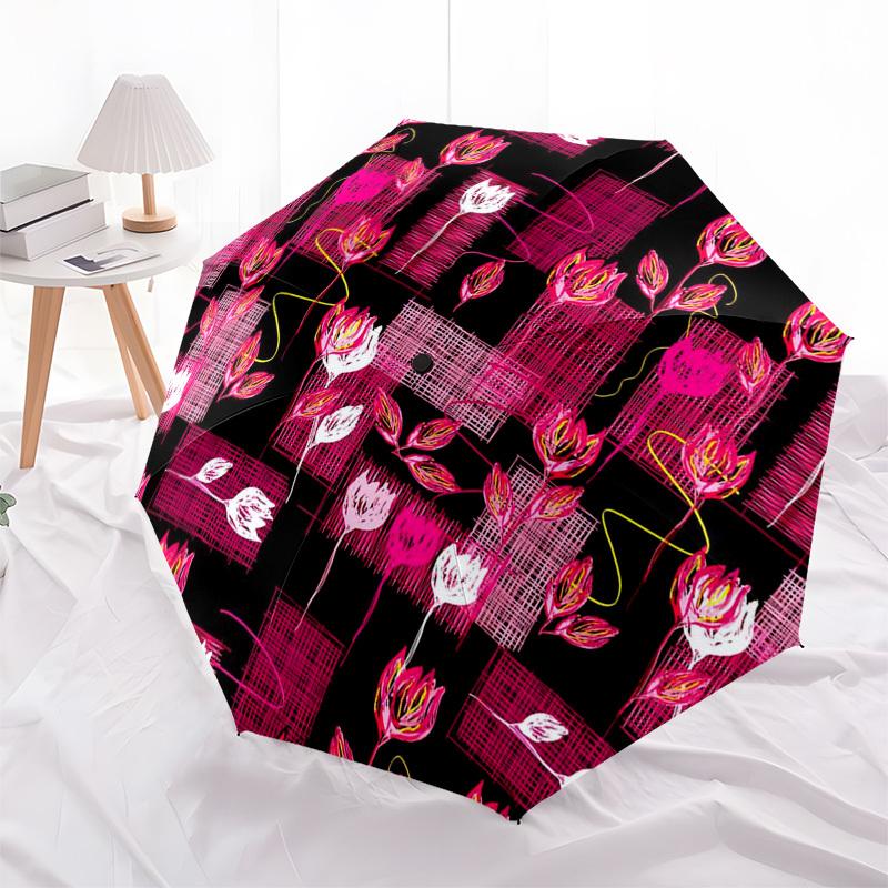 1pc Abstract Floral Pattern Design Umbrella with Plastic Handle,Suitable for All Seasons Umbrellaptys26096