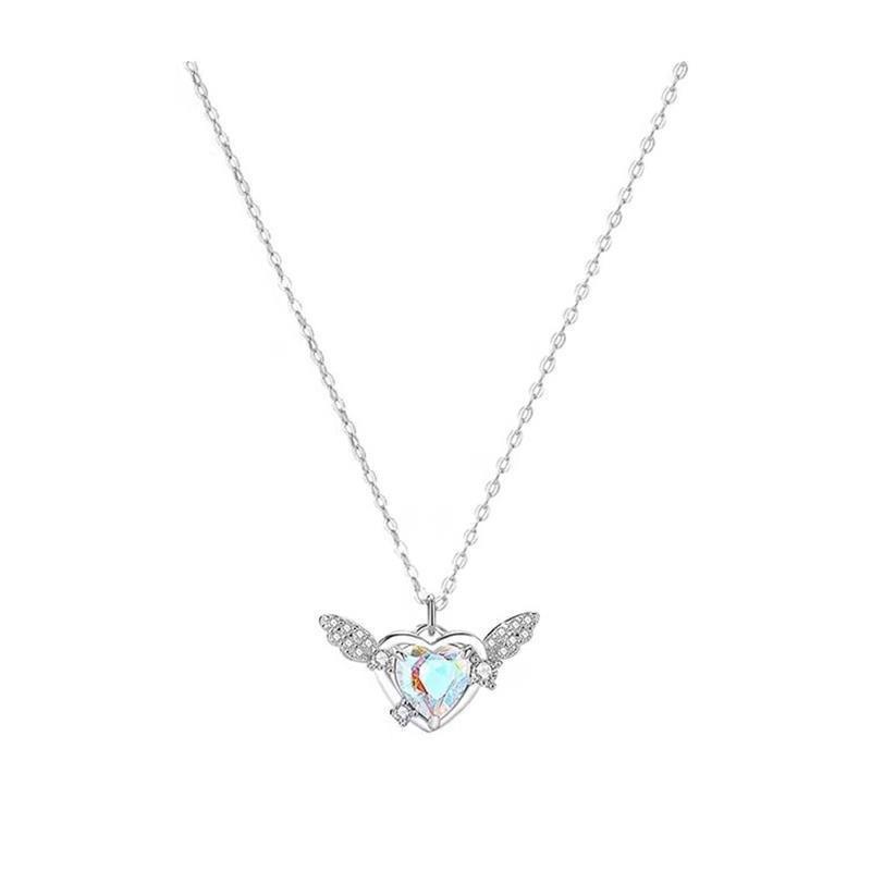 

Ожерелье Love God Cupid для женщин в летнем нишевом дизайне Sense, цветной циркон, крылья ангела Love, цепочка на ключицу, милый и классный стиль