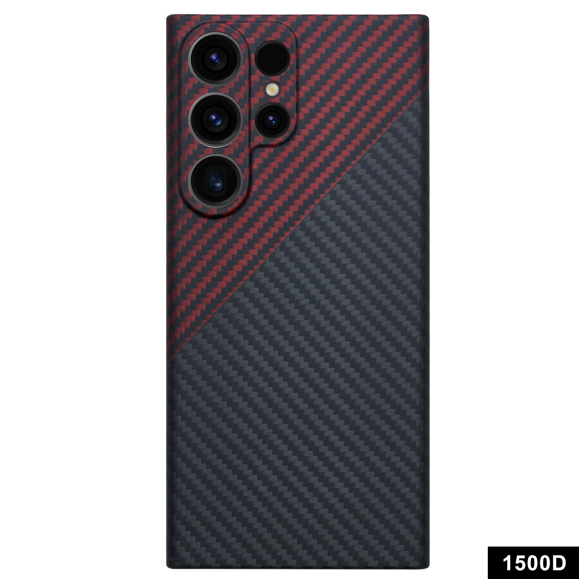 

Для чохла Samsung Galaxy S23 Ultra 1500D Груба текстура Арамідне волокно Точний виріз Захист від подряпин Чохол для телефону Red+Black