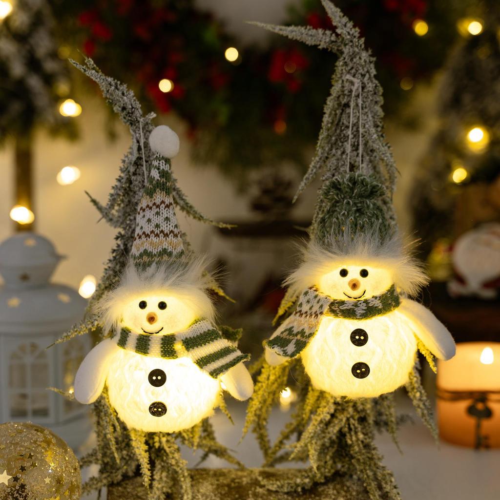 Glowing Knitted Snowman Light-Up Ornament