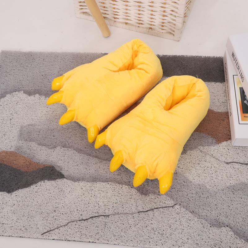 Funny Cat Paw Plush Indoor Slippers with Claws – Thick Cotton for Couples