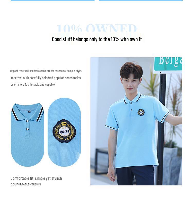 2022 Blue School Uniform Set: Summer Short Sleeve Sportswear for Primary, Junior High & High School