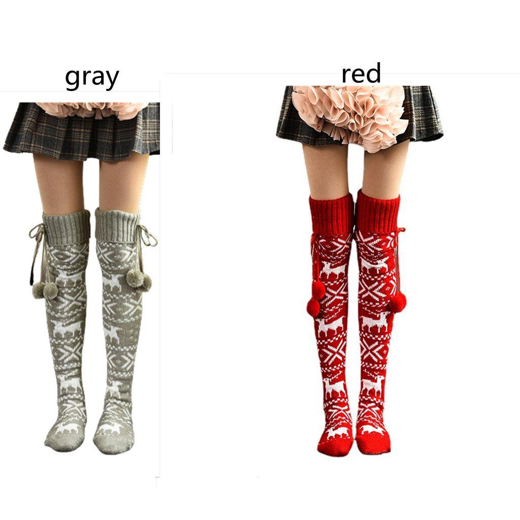 Thigh Winter Ladies Girls Women's Socks Warm Knit Socks Over The Knee Socks Christmas Stockings