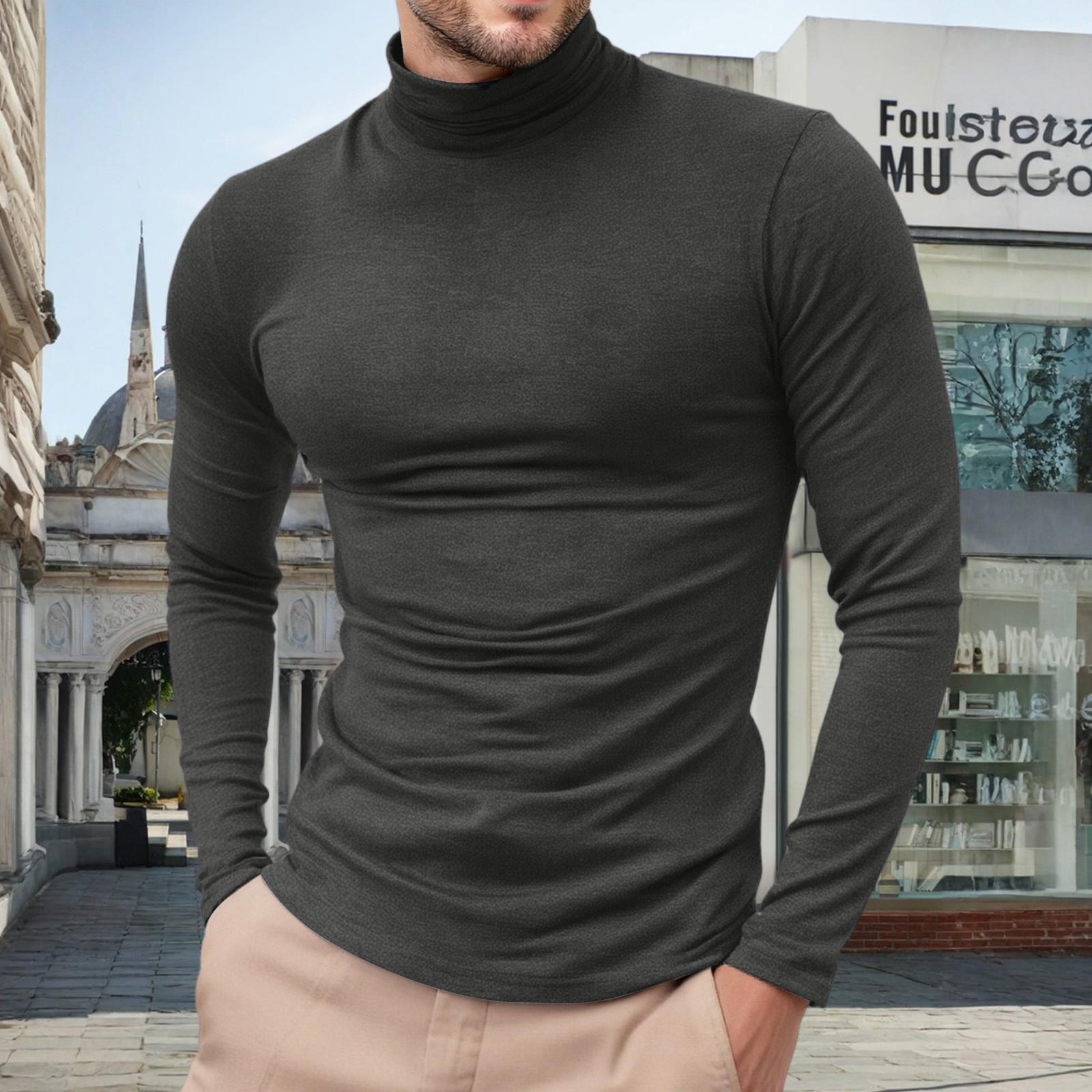 

Mens Lightweight Slim Fit Turtleneck Pullover Casual Long Sleeve S