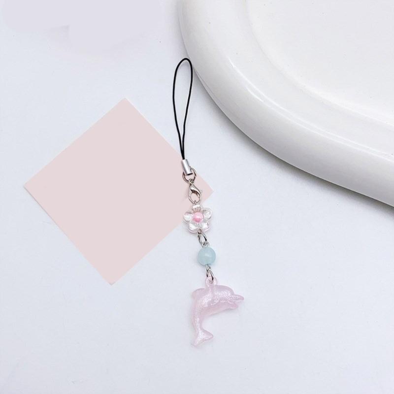 Cute Ocean Themed Keychain Pendant Dolphin Phone Pendant Beaded Pendant Lovely Accessory Suitable for Phone Books Bag